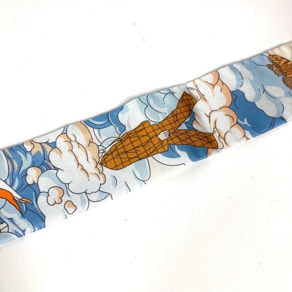 HERMES Twilly Twilly Twilly BandeauScarf Scarf silk blue/WhiteBased Unused - Picture 7 of 13